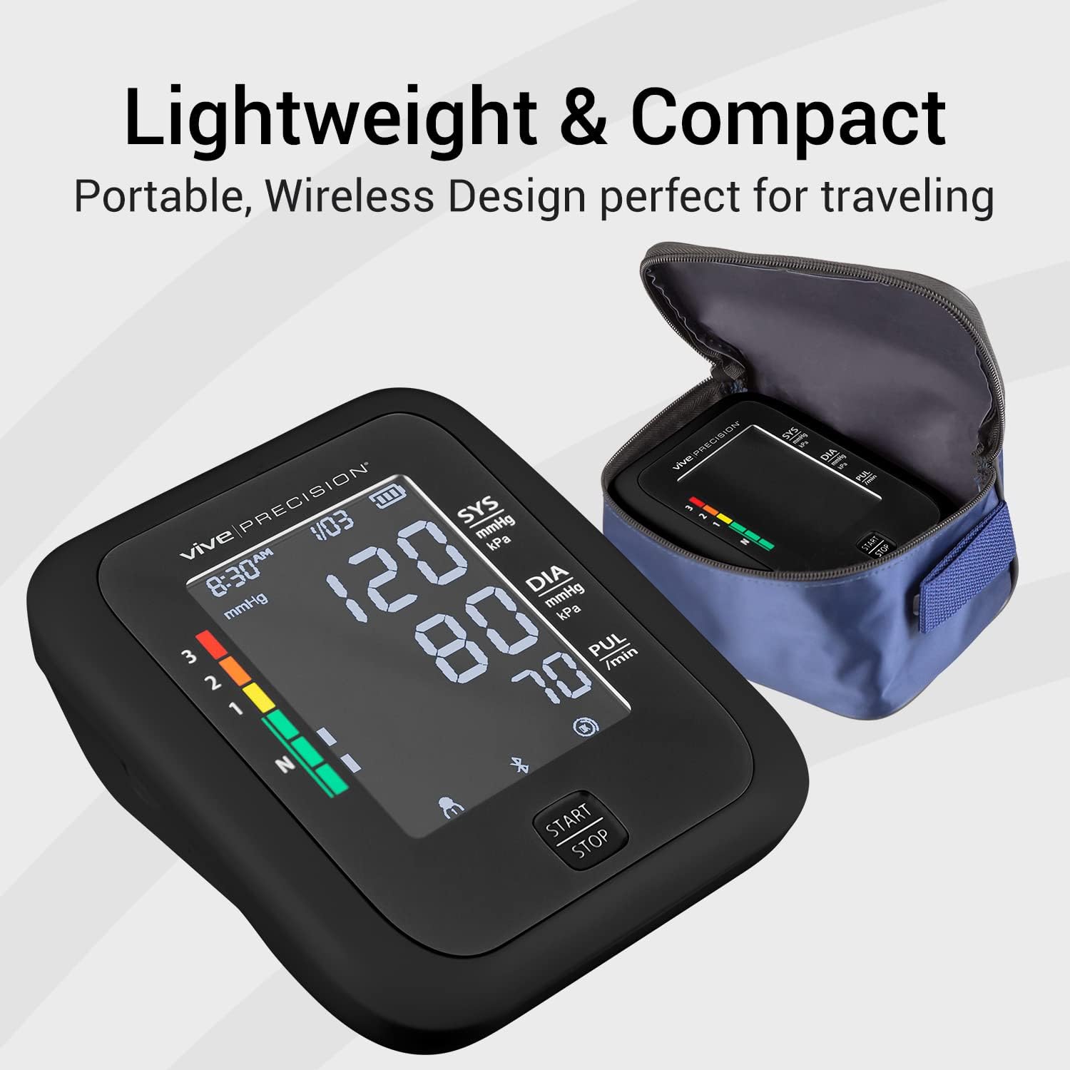 Vive Precision Blood Pressure Monitor, Cuff, & Case - Smartphone Accurate Electronic Health Monitoring System - Wireless Automatic Digital Machine for Women, Men, Adults