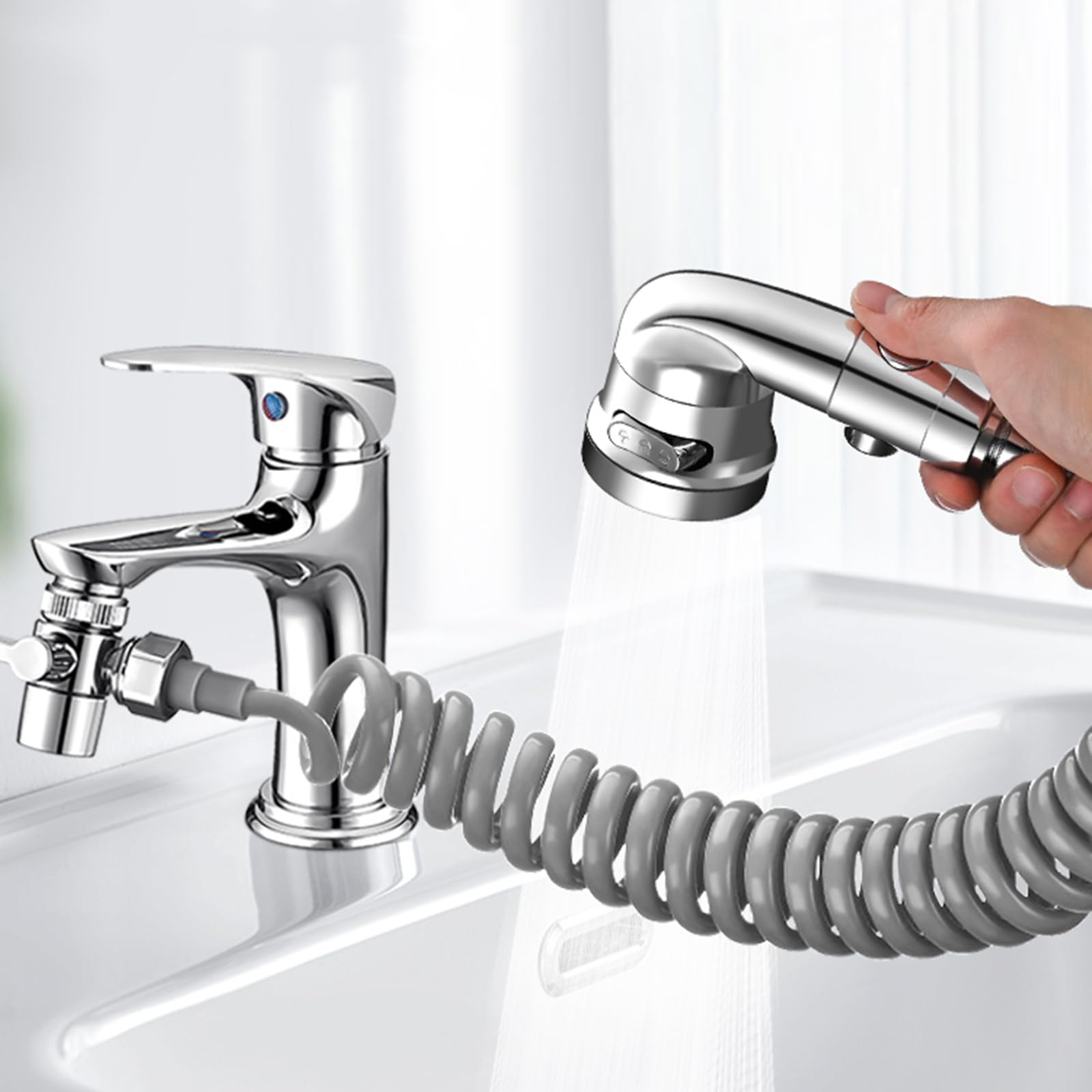 Manguera de ducha flexible de 1,5 m a 2 m, manguera retráctil de alta presión, color gris, antitorsión, ajuste universal para baño, material de fácil instalación