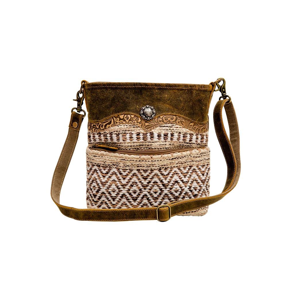 Myra BagWestern Canvas Crossbody Bag for Women - Cotton and Upcycled Leather Shoulder Bag Hispad