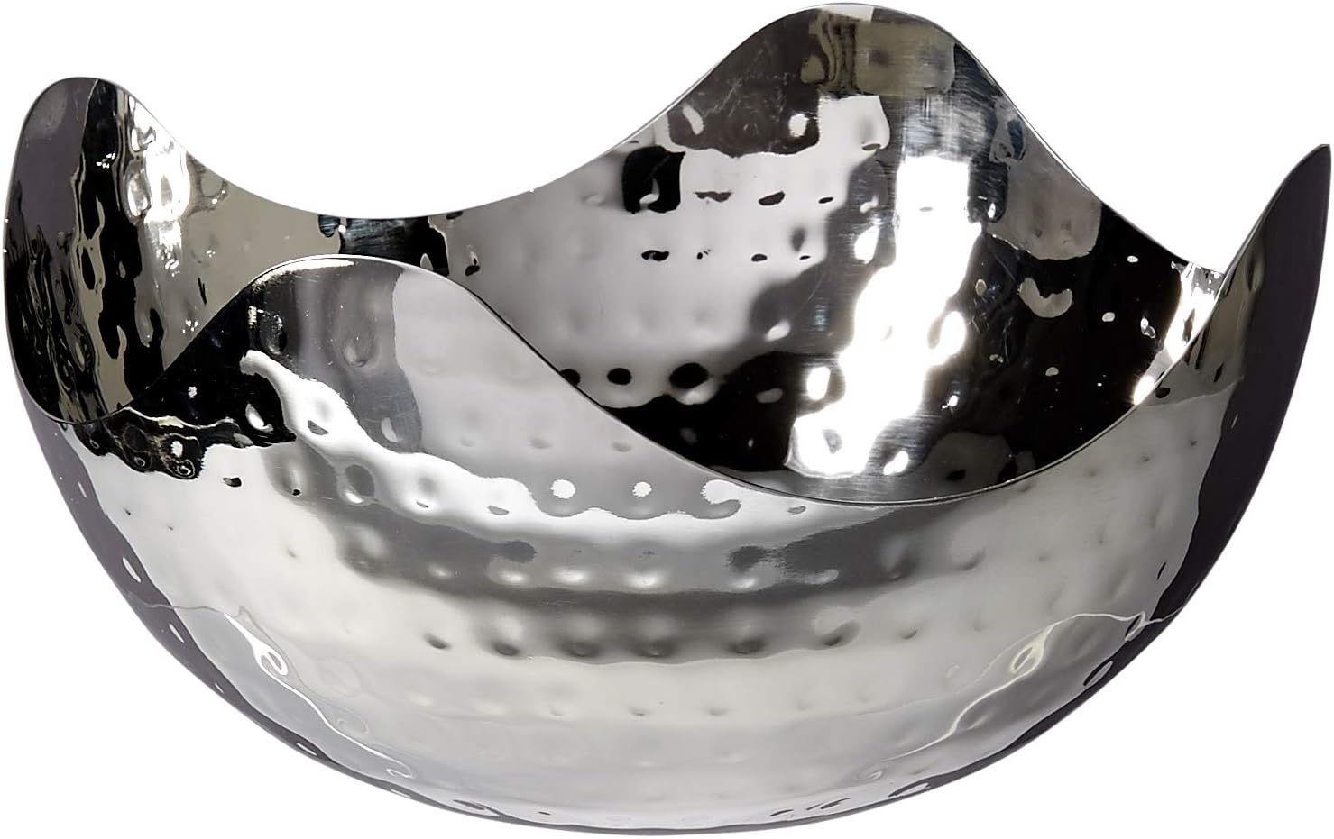 Elegance Hammered 10-Inch Stainless Steel Wave Serving Bowl, 10" x 10" x 5"