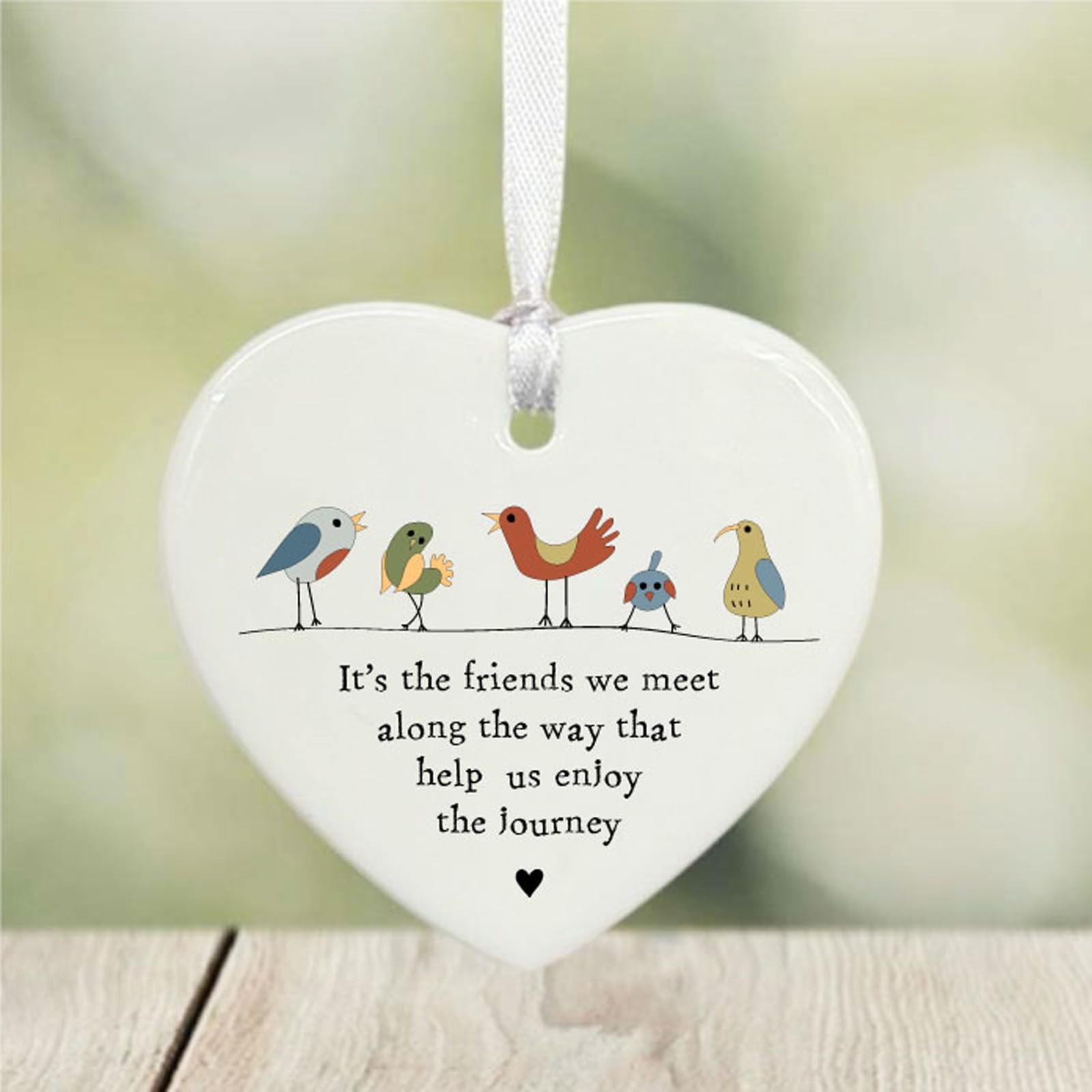 Luck And Luck White Personalised Porcelain Hanging Heart, Friendship Gift, Ceramic Gift, Hanging Decoration, Ceramic Heart