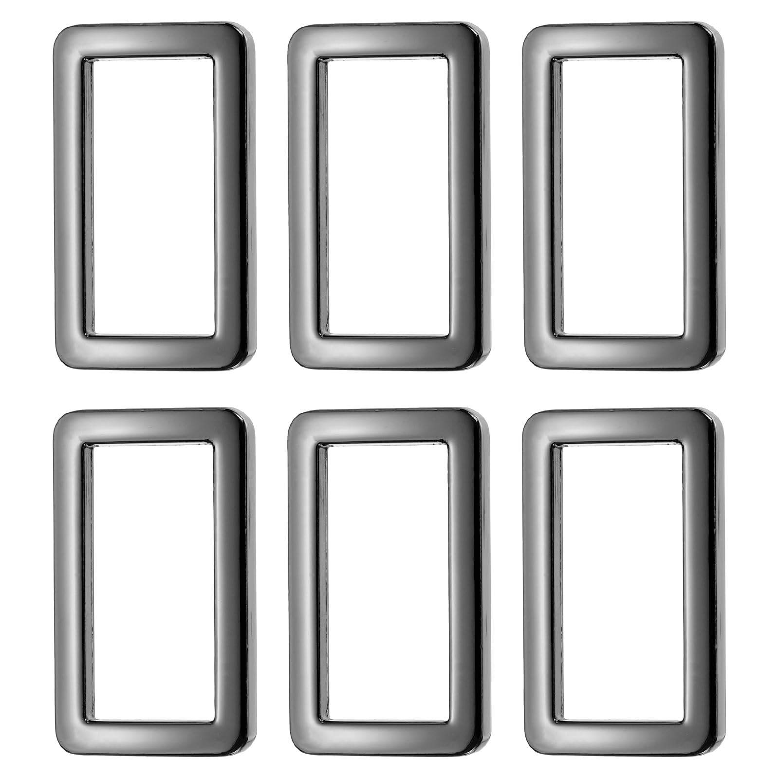 sourcing map 6 Pcs Metal Flat Rectangle Rings Buckle, 1" / 25.7mm Rectangle Rings Square Loop Webbing Belt Buckle for Bag Belt Keychains DIY Loop Purse Making, Gray