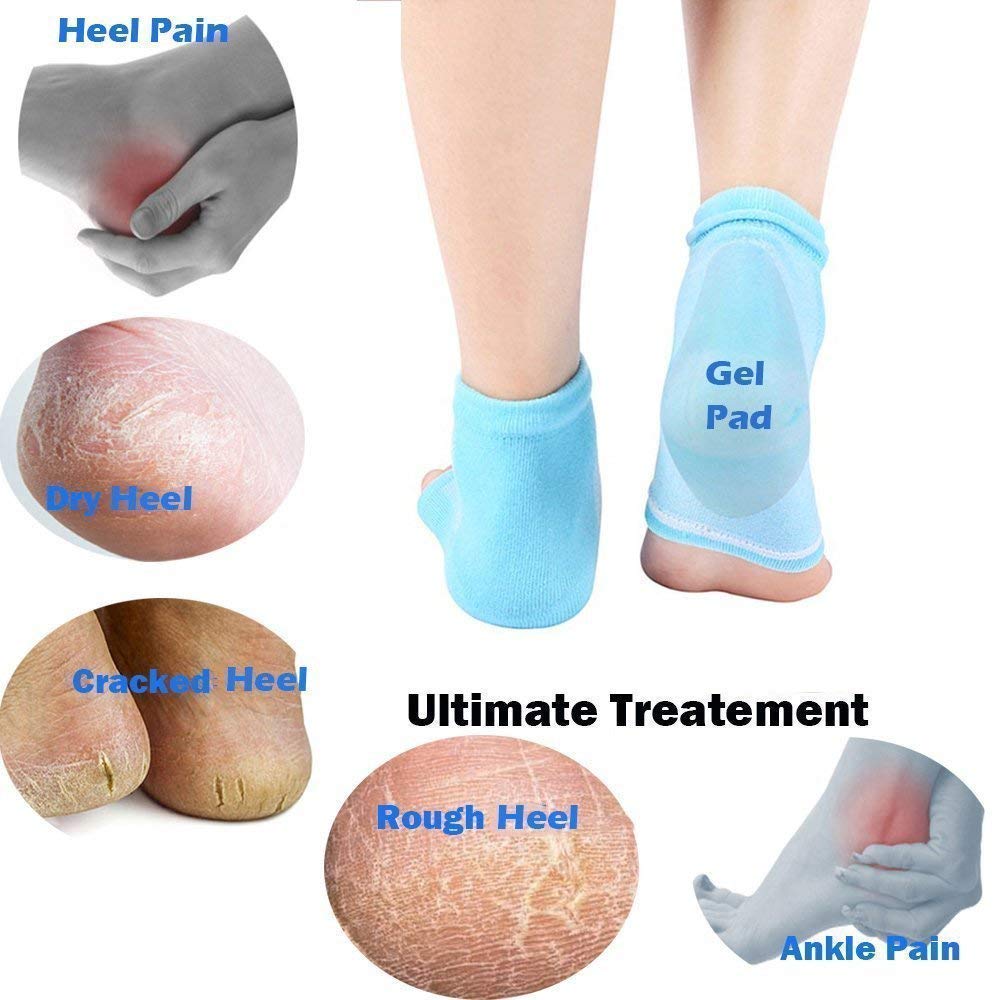 Aptoden Heel Pain Relief Silicone Gel Heel Socks Anti Crack Heel Socks Heel Protector Socks Foot Protector Silicon Toe Free Heel Pain Relief Socks For Men And Women,Blue