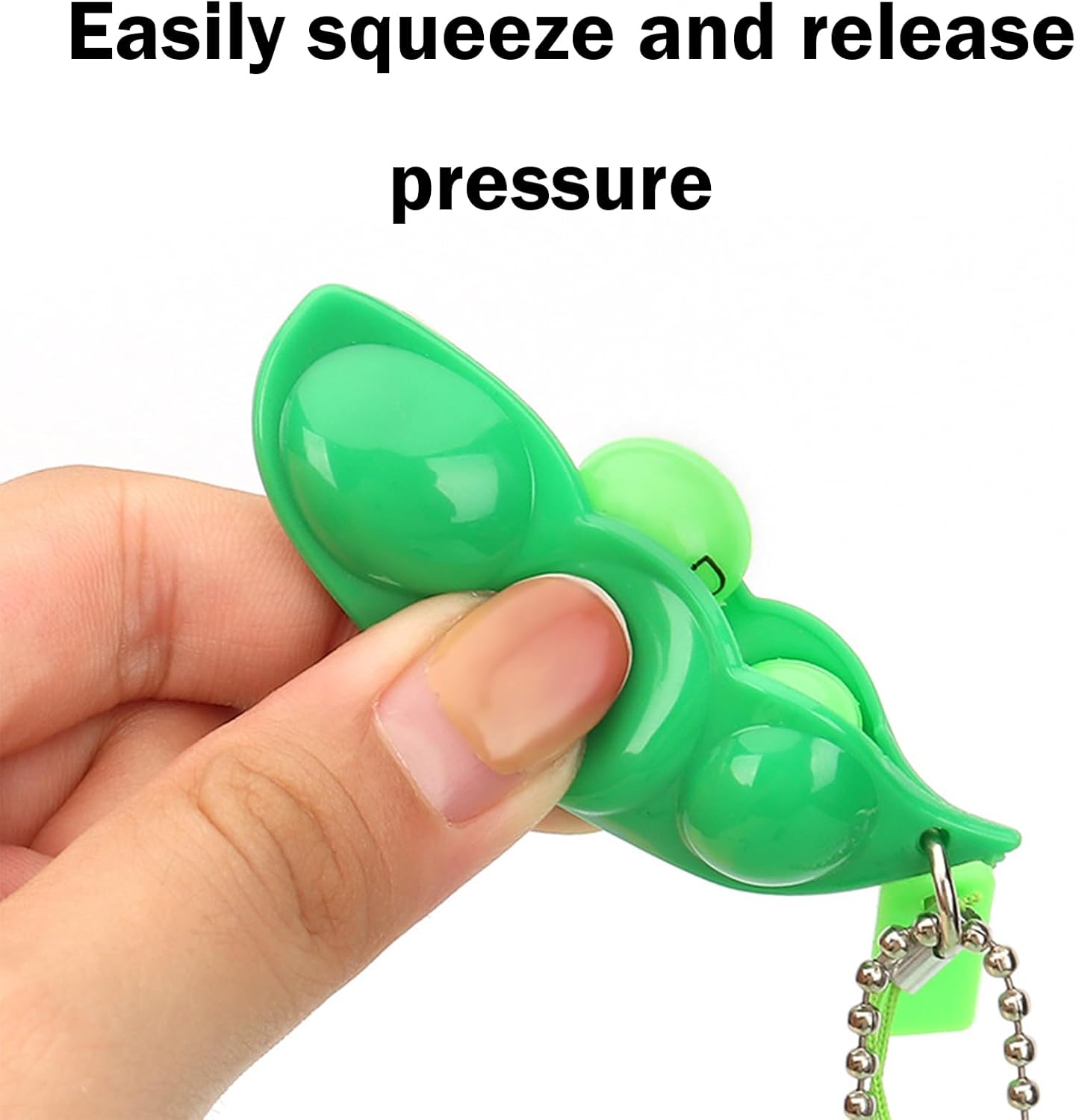 ONEST 16 Pieces Squeeze Bean Keychain Fidget Ornament Pea Fidget Accessories Peanut Fidget Ornament Pea Pod Sensory Keychain for Party