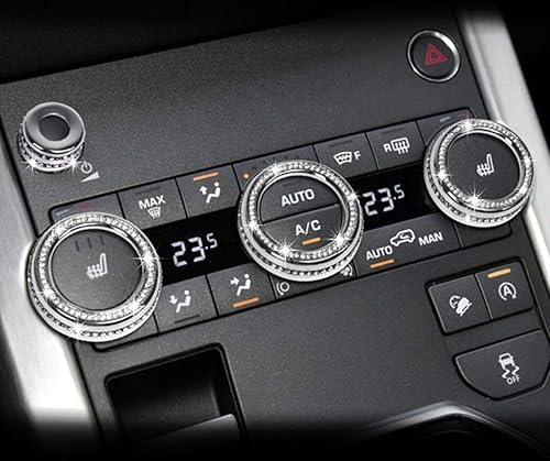 Miniatura 2 de Cubierta de perilla de CA accesorios brillantes para interior de automóvil, 4 unidades, compatibles con Range Rover Evoque 2013-2019 (plateado)