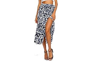 Women's Boho Leopard High Low Maxi Skirt