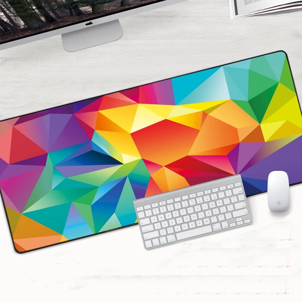 Alfombrillas geométricas grandes para teclado y ratón, almohadilla suave HD XL para computadora grande (DBX-032, 900 x 400 x 2 mm)