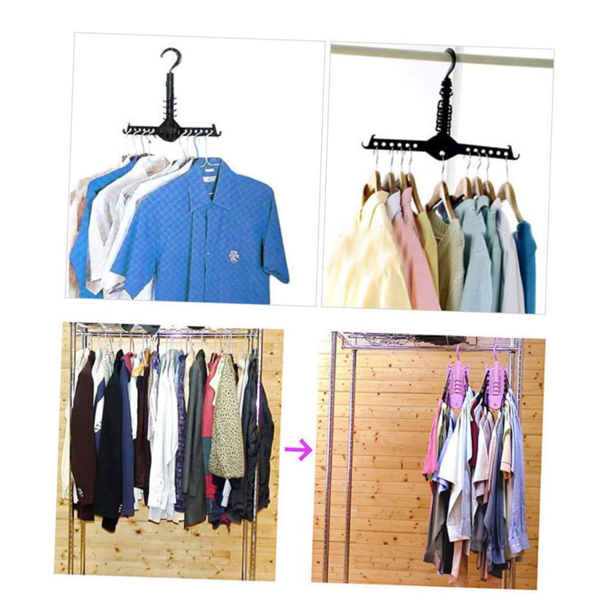 CHILDWEET Multi-Functional Clothes Hanger Foldable Hanger Clothes Racks Hangers Foldable Clothing Rack Bedroom Hanger Foldable Clothes Rack Tight Groove Design Hanger Coat Hanger Black