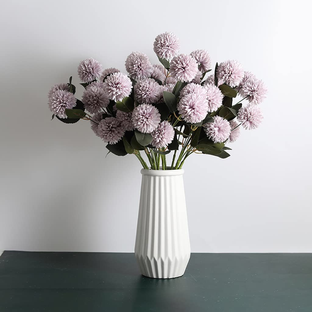 Fiori Artificiali 45 Teste Artificiali Hydrangea Dandelion Bouquet con Vaso, Fiori Artificiali Piante Fiore Finto for la Decorazione Domestica/Arredamento di Nozze Finte Decorativi(B)
