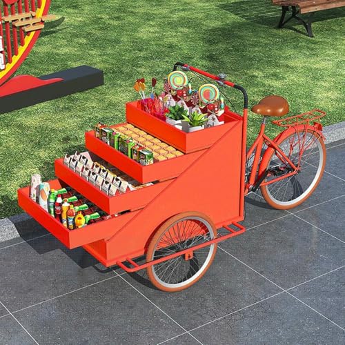 Triciclo de carga para expender móvil, diseño de asistencia de pedal de carga frontal grande, ideal para bodas y ferias