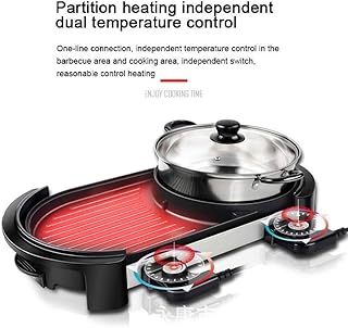 review HAMIMI Hot Pot Electric Cooker, 2850 Watts Detachable Control Greenhouse Inside - Outdoor Electric Grill, 5 Speed Adjustment Automatic Temperature Control Barbecue Pot (Color : Red)