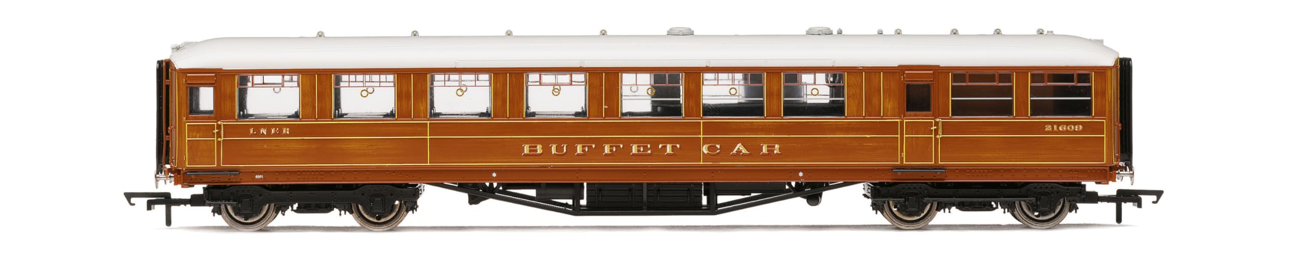 Hornby R40455 LNER Gresley Corridor Teak Coaches Buffet 21609, Brown