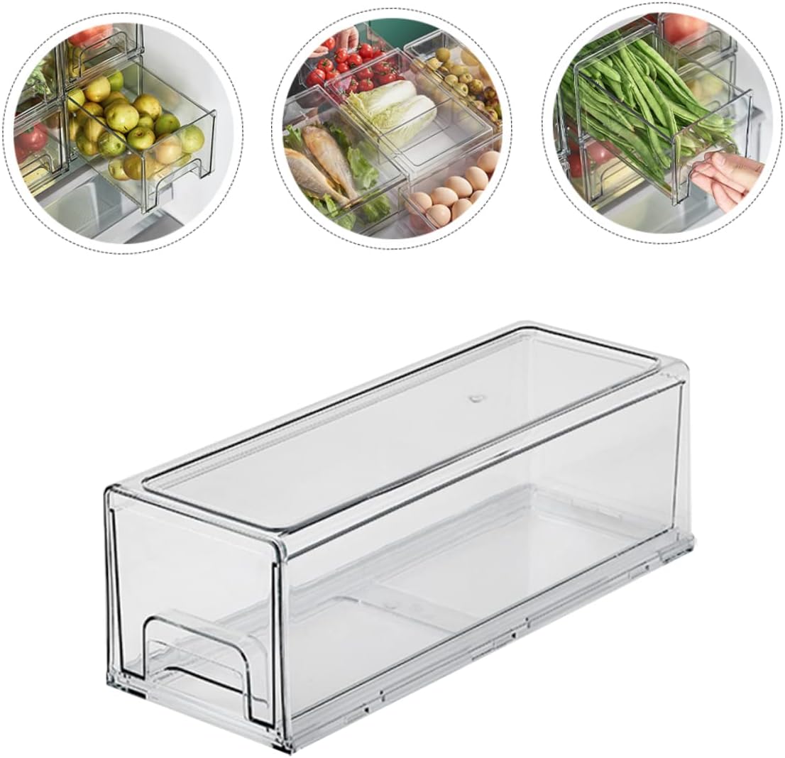 Drawer Style Refrigerator Storage Bin 10-Piece Airtight Food Organizer Set for Fruits and Vegetables Stackable Freezer Containers Lids for Kitchen Organization