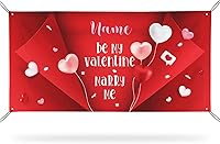 Vista 83 de Cartel de fondo personalizado para el día de San Valentín, decoración de San Valentín, letrero de vinilo con texto en inglés "Be My Valentine