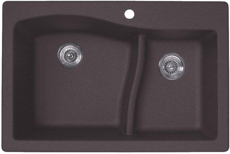 Swan QZ03322LS.077 33-in L x 22-in W x 10-in H Granite Kitchen Sink, Nero