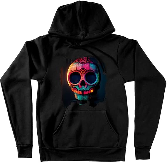 Neon Light Hooded Sweatshirt - Graphic Hoodie - Sugar Skull Hoodie