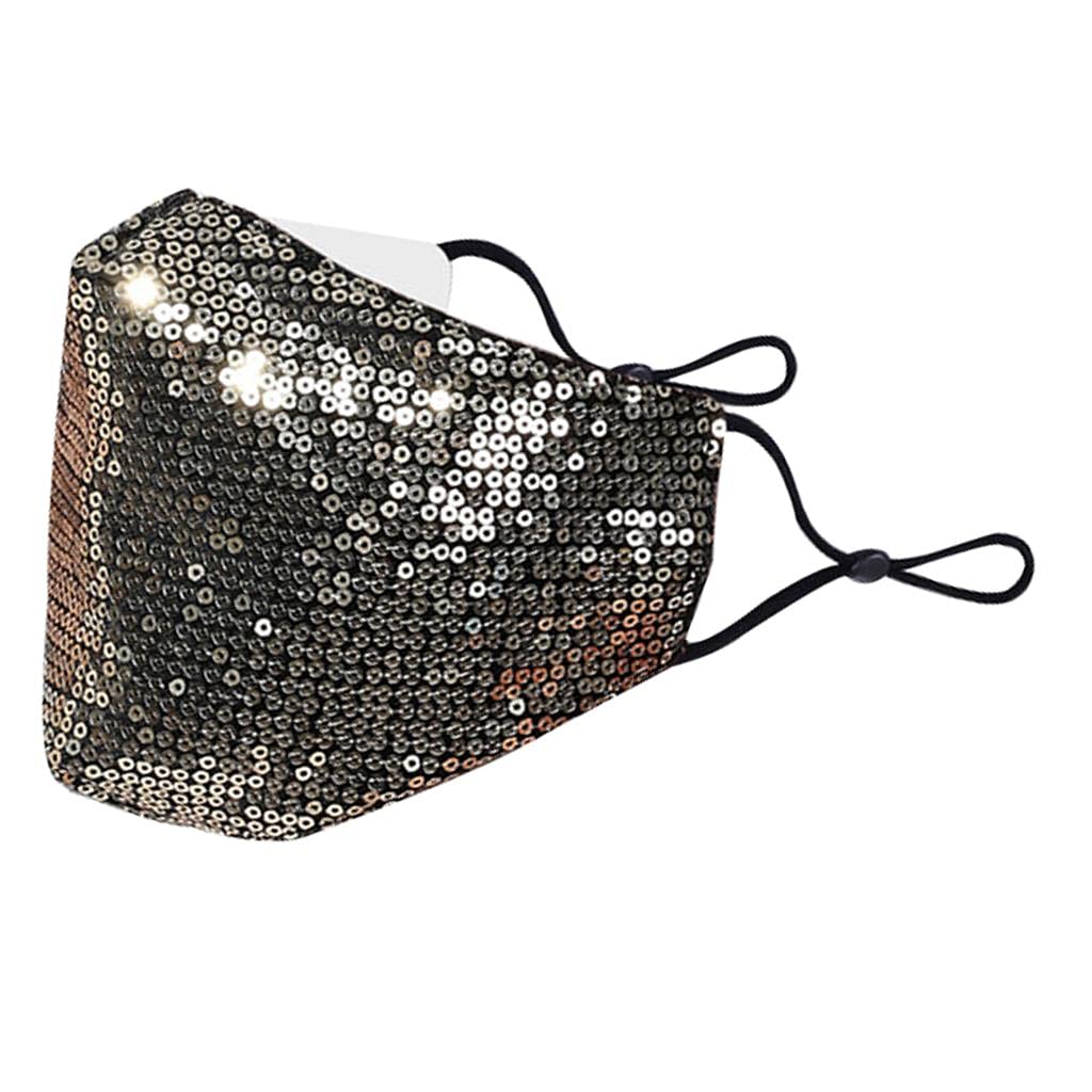 BNF® Sequins Face Mask Fashion Cotton Washable Breathable Mouth Cover Golden|Clothing, Shoes & Accessories | Costumes, Reenactment, Theater |Masks & Eye Masks|1 Piece Face Mask-image-46