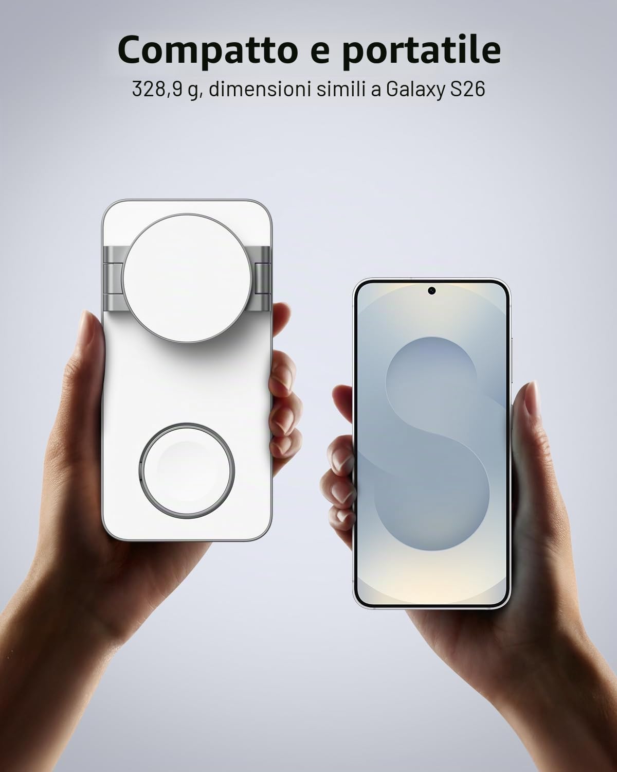 Stazione di Ricarica 3 in 1 per Samsung, Caricatore Wireless Pieghevole per Galaxy S26/S25/S24/S23/Z Fold/Flip Series, Galaxy Watch Ultra/8/7/6/5, Galaxy Buds Pro, Non compatibile con Watch 9/Ultra 2