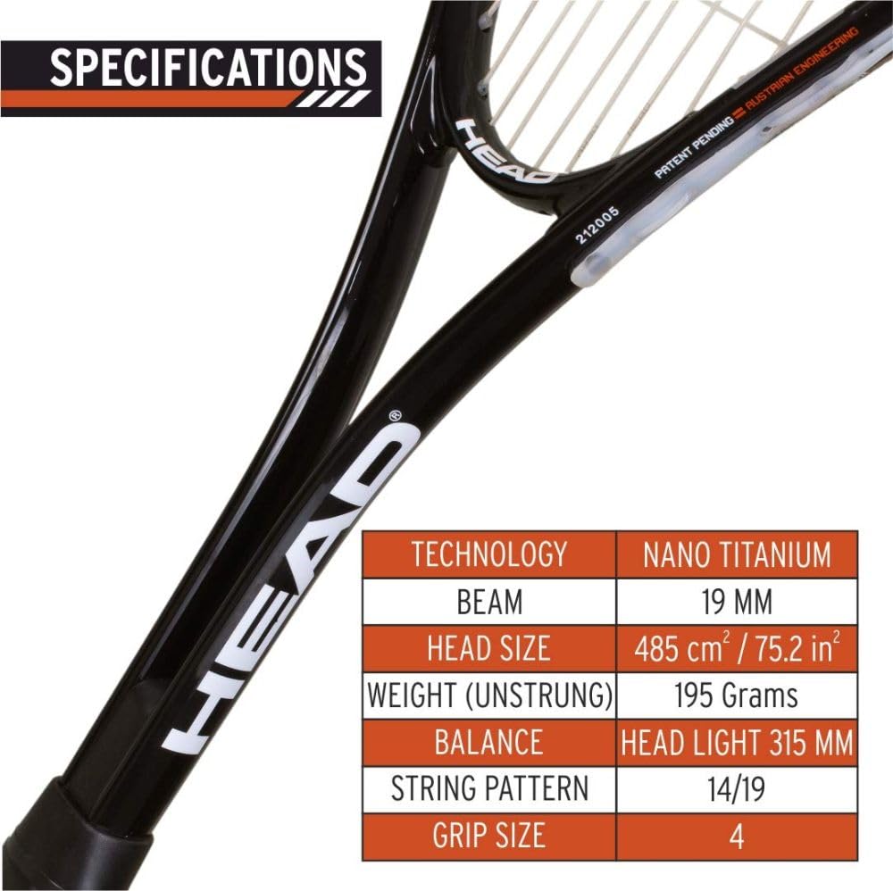 HEAD Aluminum Nano Titanium Spector Squash Racquet, (White)