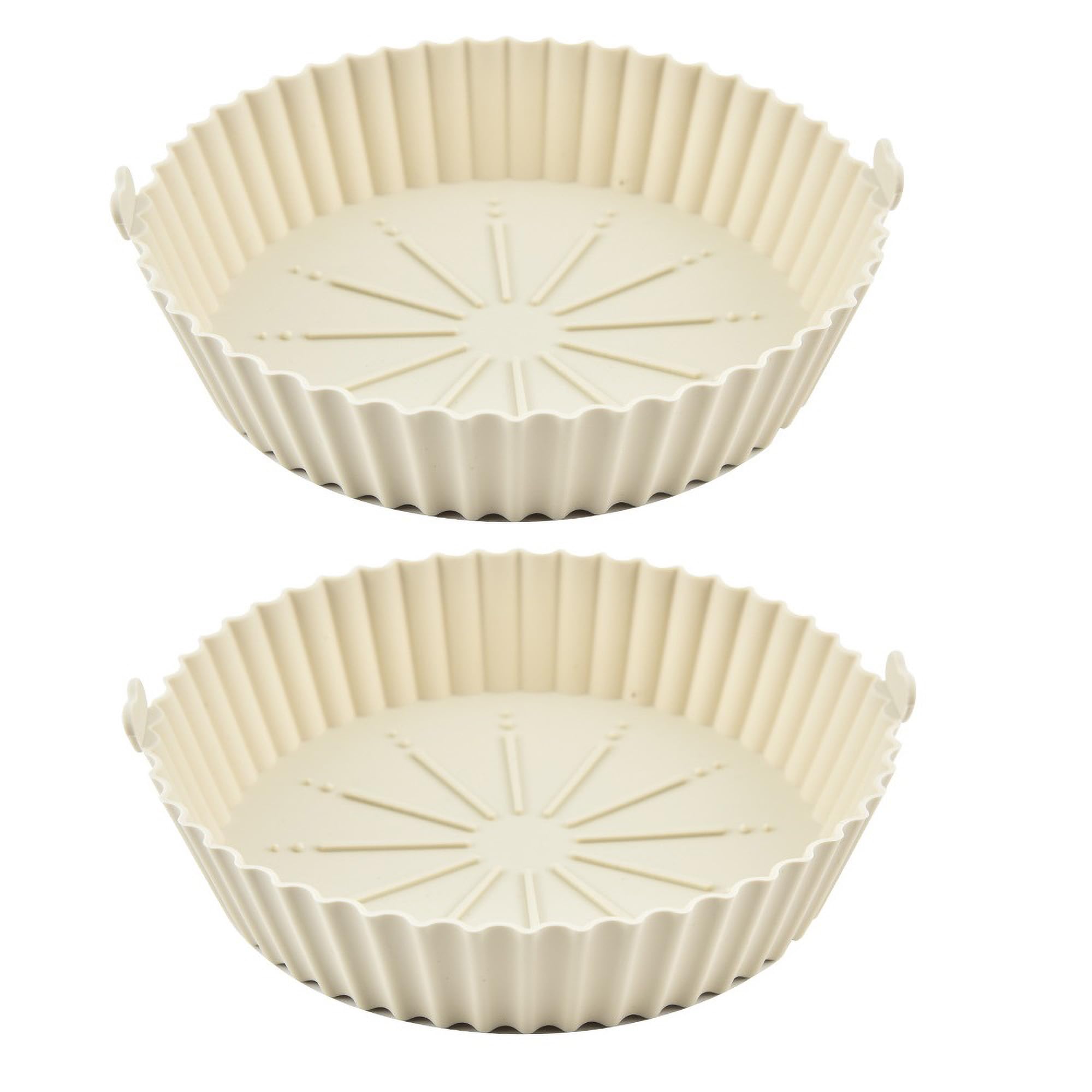 2-Pack Round Silicone Air Fryer Liner 7.5inch Reusable Air Fryer Silicone Basket Heat Resistant Easy Cleaning Air fryers Silicone Pot for Air Fryer Oven Accessories (Biege 2)-image-0