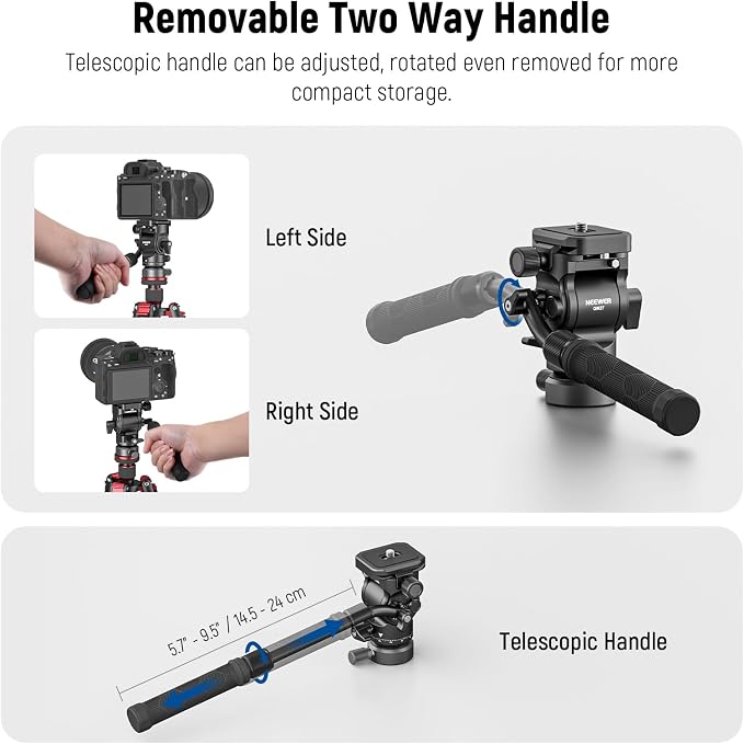 Cabezal fluido para trípode NEEWER GM27 con base niveladora miniatura 7