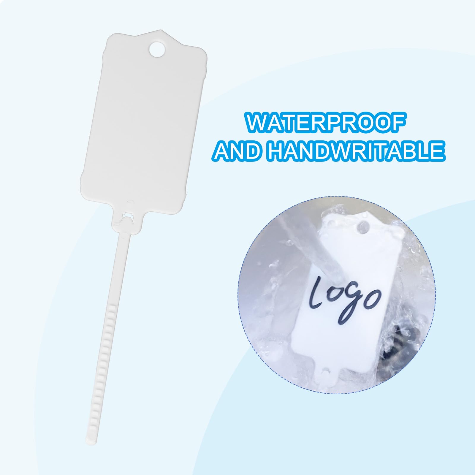 PATIKIL 50Pcs Étiquettes Plastique Imperméables Avec Attache Zippée - Étiquettes Bagage Blanc 63x37mm