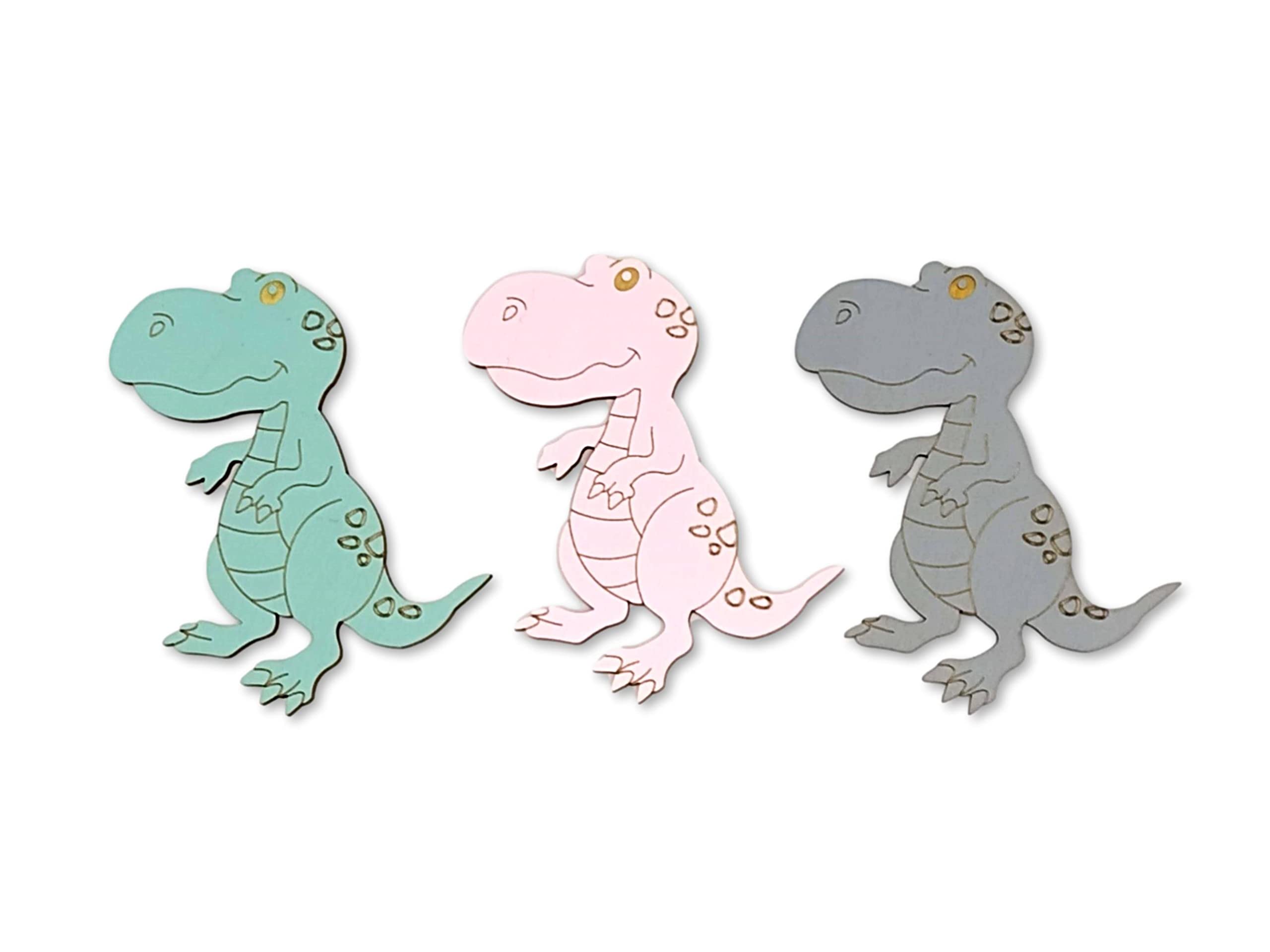 7cm Holzbuchstaben, Türbuchstaben Kinderzimmer, Freie Farbgestaltung, Taufgeschenk, Geburtsgeschenk, Kinderzimmer deko inkl. Klebepads (Zubehör: 1 Dino)