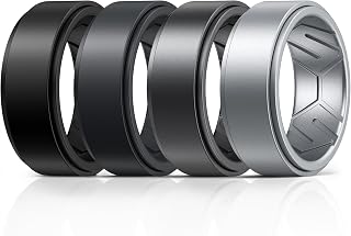 Men's Silicone Rings 10mm Wide 2.5mm Thick, Rubber Wedding Bands, Multipack 1/4/7 Breathable Comfort Fit For Workout