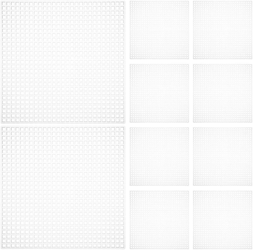 jojofuny 10pcs Plastic Mesh Canvas Sheets Plastic Square Embroidery Mesh 20x20cm Cross Stitch Canvas Mat for Needlework Embroidery DIY Craft Projects