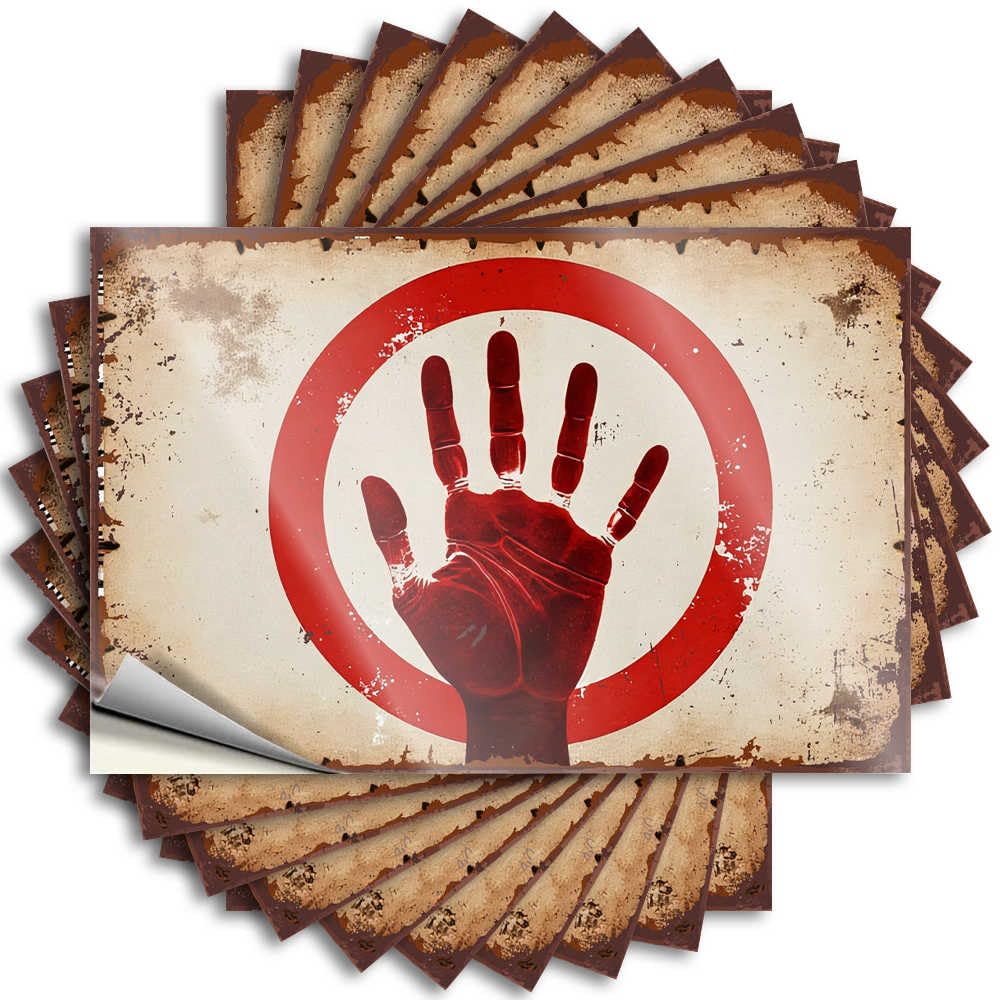 Beauty Hunting Tattoo - Stop Hand Sign On Rusty Background Case Waterproof Vinyl Sticker(12X18CM)