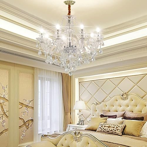 Miniatura 4 de Durahonn Moderno candelabro de cristal transparente K9, lámpara colgante de cristal transparente de lujo, 8 luces, iluminación de techo de cristal