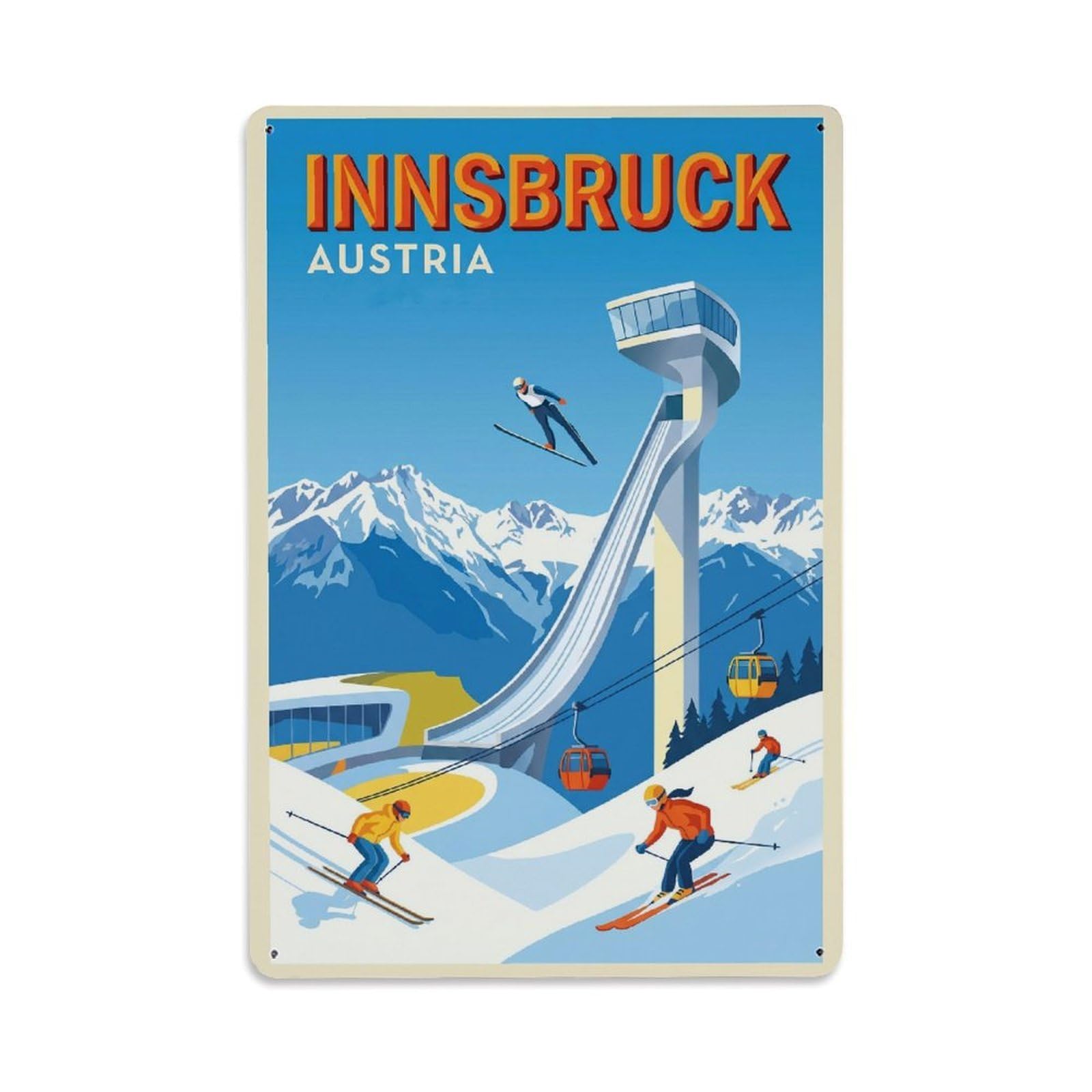 Olhnbad Style Mountain Innsbruck Austria Elegant Alpine Travel Metal Tin Sign