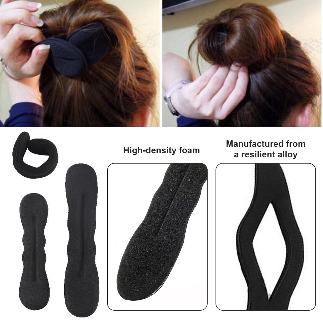 4 Pezzi Chignon per Ciambella + 3 Elastici per Capelli, Facili e Veloci per Capelli, Strumenti per Chignon in Spugna per Capelli