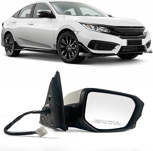 Miniatura 6 de Espejo de puerta lateral derecha del pasajero para Honda CIVIC LX SE Sport 2016-2021 con espejo eléctrico Ajust plegado manual sin calor a negro