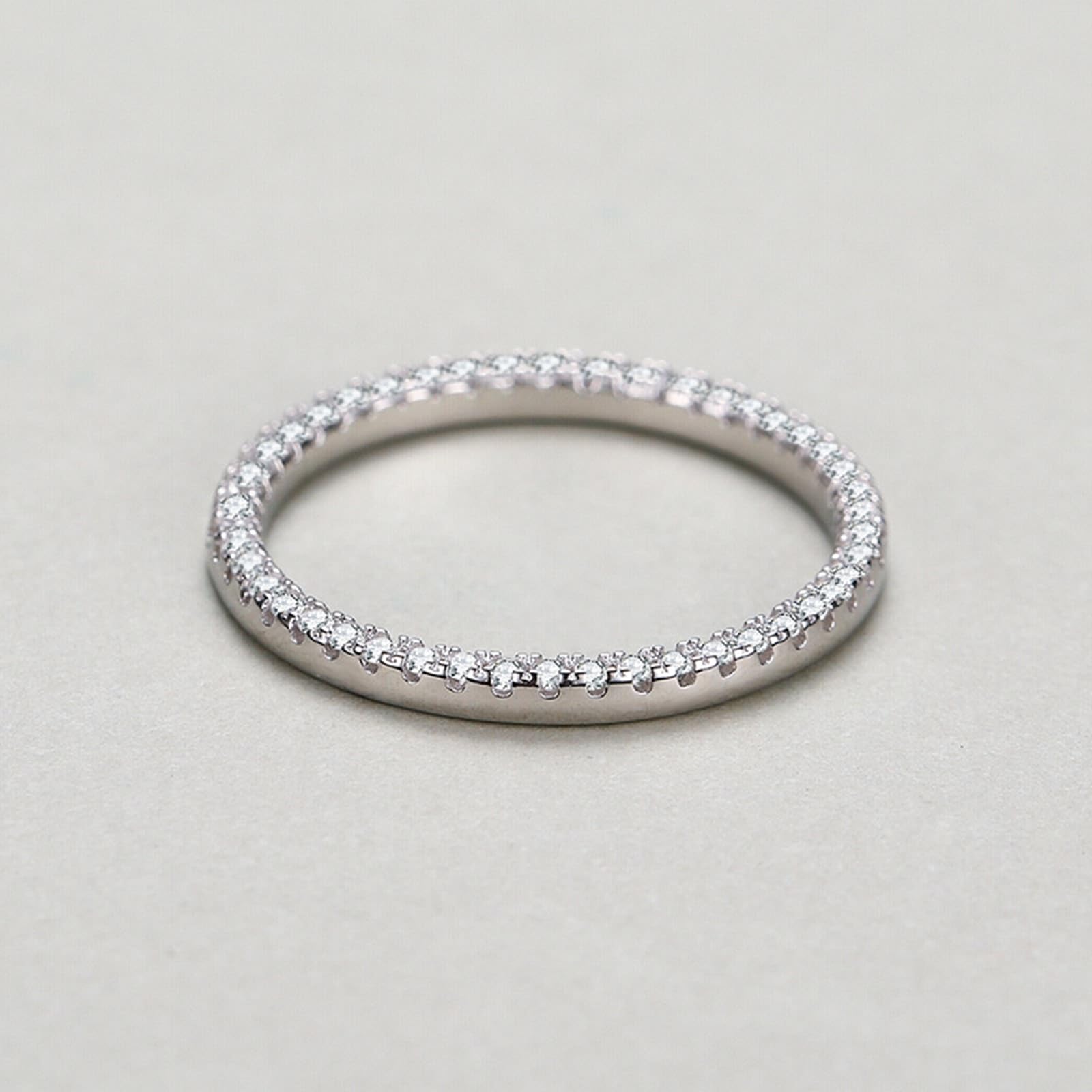 KnSam Anillo solitario de oro blanco de 9 K/14 K/18 K, joyas de oro auténtico, anillo apilable clásico con moissanita, anillos de pareja de oro blanco Au 375/585/750, talla 47-65