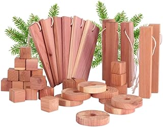 Legno di Cedro Antitarme Naturale, 39 Pezzi Legno di Cedro, Repellente Naturale al 100% Legno di Cedro per Cassetto/Appendiabiti/Armadietto, Senza Prodotti Chimici
