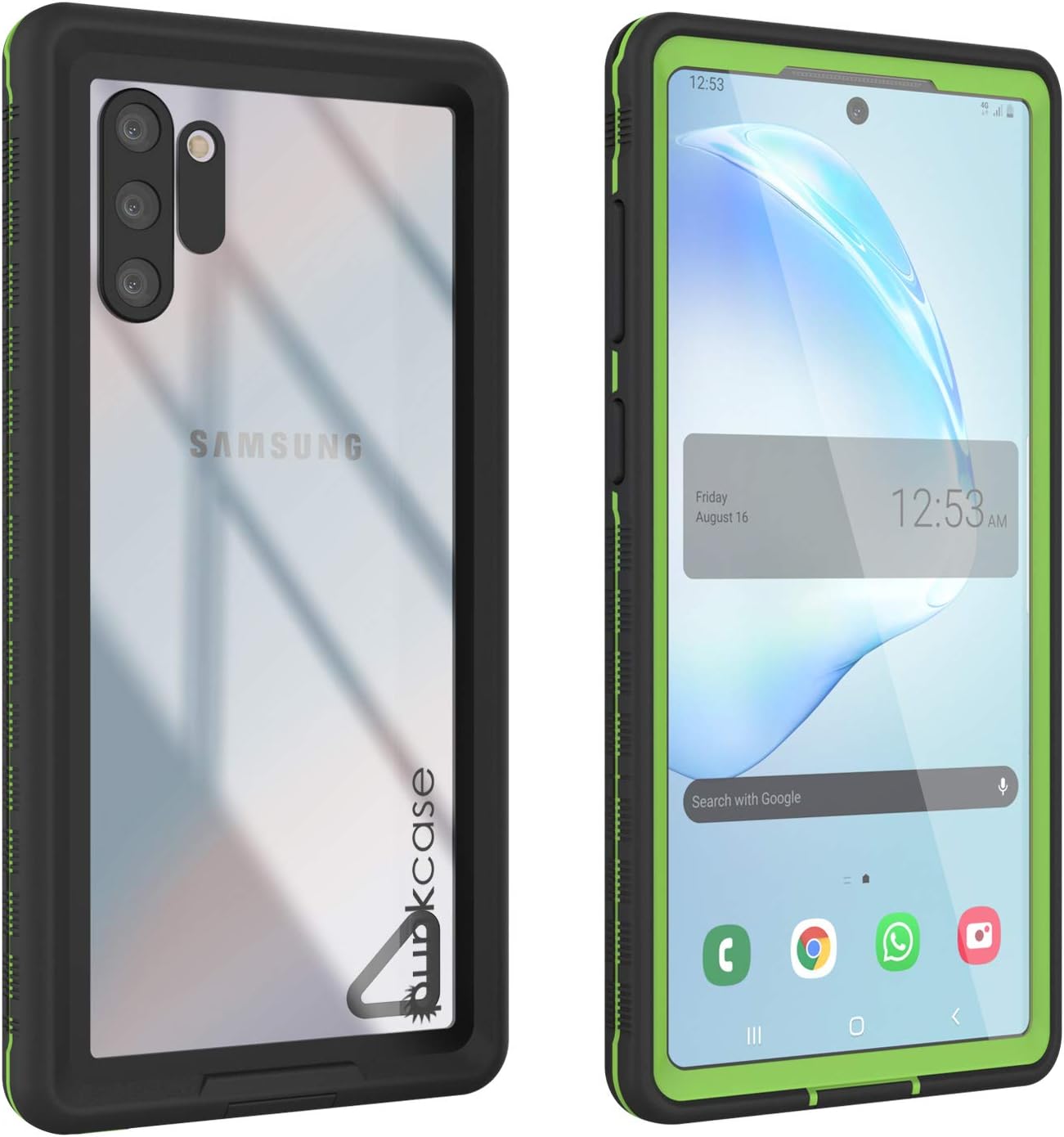 Punkcase Note 10 Waterproof Case [Aqua Series] [Slim Fit] [IP68 Certified] [Shockproof] [Dirtproof] [Snowproof] Armor Cover Compatible W/Samsung Galaxy Note 10 (2019) (6.3") [Green]
