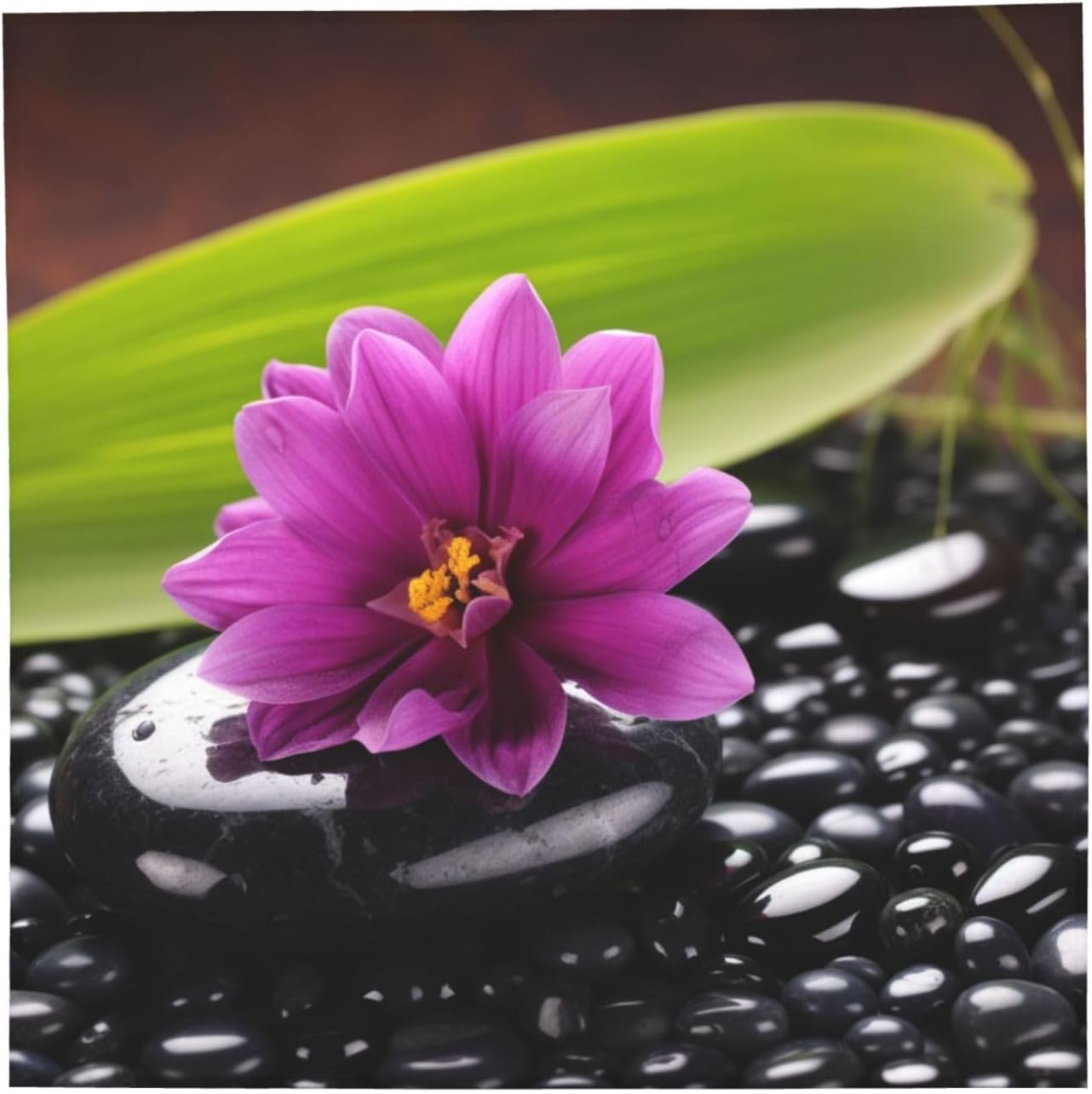 Purple Flower with Black Stone Bandanas for Men Women Sports Cooling Face Cover Square Scarfs Multi-Use Headband Neckerchief 22x22 in Sun Protection Neck Wraps Gift for Festival Party