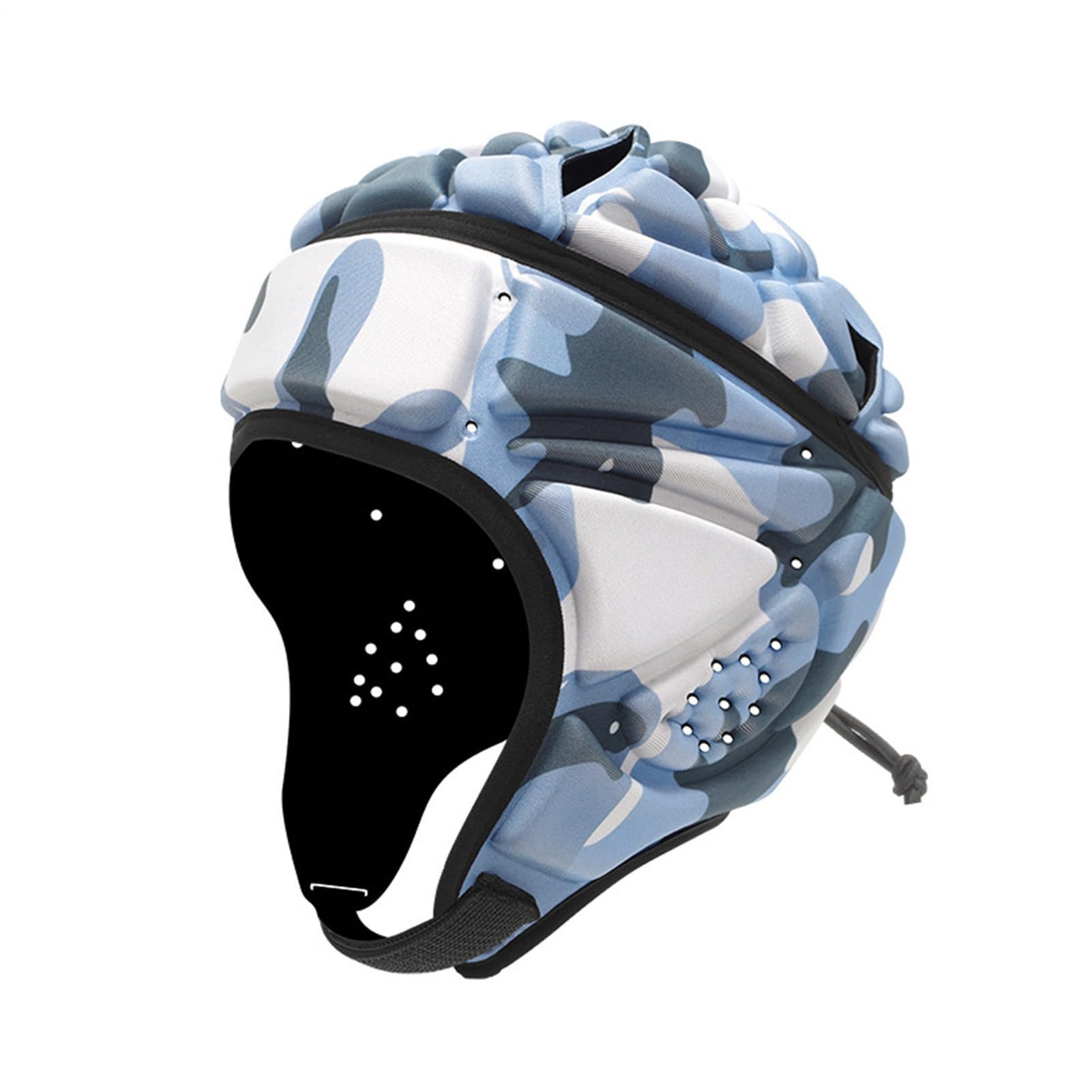 Soft Padded Headgear EVA Foam Protective Gear Headguards, Reduce Collision Adjustable Headgear Scrum Cap With Chin Strap For 7v7 Flag Football Seizures Hockey Protective Helmet