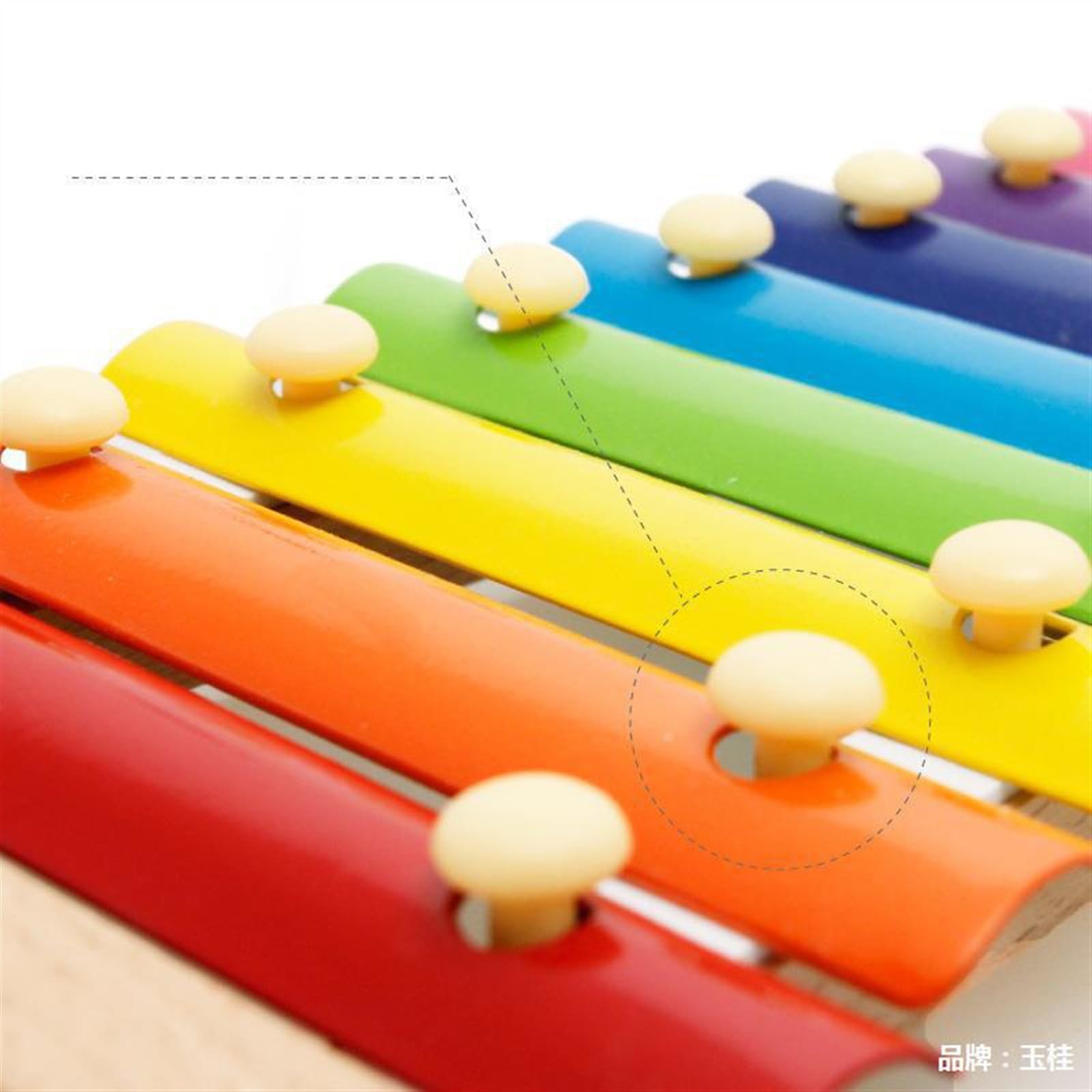 Caja de resonancia de Color de madera, xilófono golpeado a mano, instrumento de percusión Glockenspiel de 8 notas Carillón Instrumento Percusión