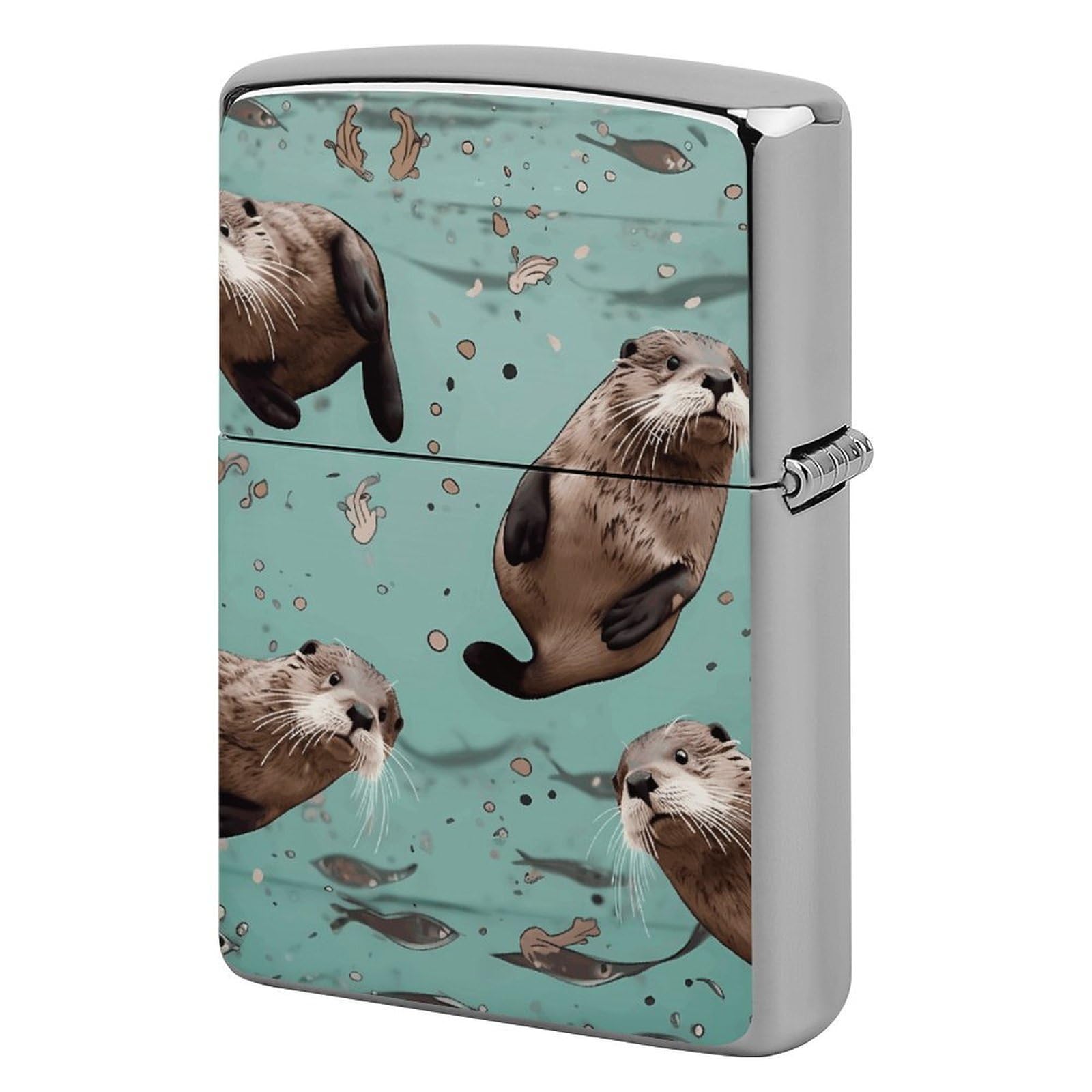 Otters Lighter Case Cover Vintage Metal Lighter Sleeve Reusable Lighter Protective Cover Decorative Lighter Holder Birthday Gifts for Men Women
