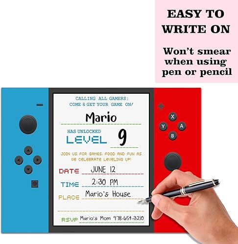 Miniatura 3 de Tarjetas de invitación de fiesta de videojuegos, invitación a fiesta de cumpleaños, celebración de fiesta de cumpleaños, 20 tarjetas con 20 sobres -