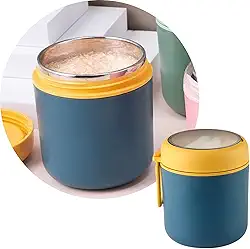 Pote Térmico Infantil, Marmita Térmica de Inox com Colher e Tampa Antivazamento, Conserva Quente e Frio, Capacidade de 530ml, Ideal para Alimentos, Papinhas, Sopas ou Frutas (Azul)