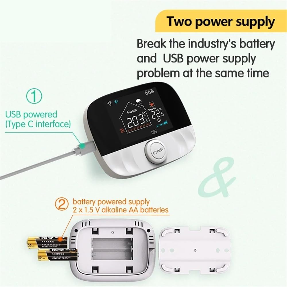 Bezprzewodowy termostat bojlera gazowego RF433 Pokojowy regulator temperatury Programowalny termoregulator ogrzewania podłogowego Zasilanie bateryjne przez USB(White Set)