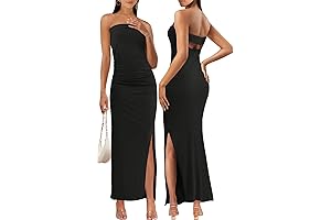 Effortlessly Elegant: Women's Strapless Rib-Knit Tube Dress