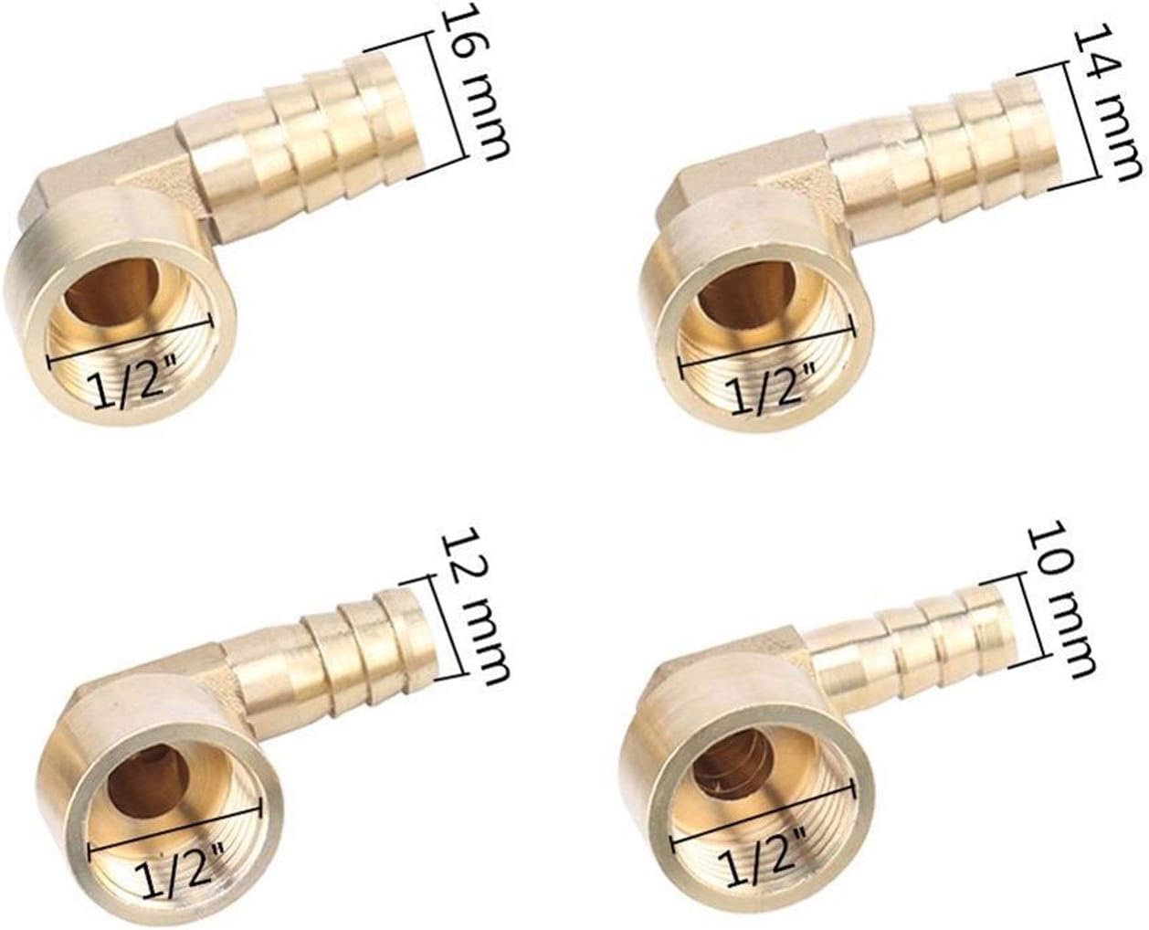 Garden Sprinkler Watering Sprayer Garden Irrigation 1/2" Internal Thread to 10/12/14/16mm Elbow Connector Copper Barbed Pipe Fitting Hose Quick Connector (Color : Gold)