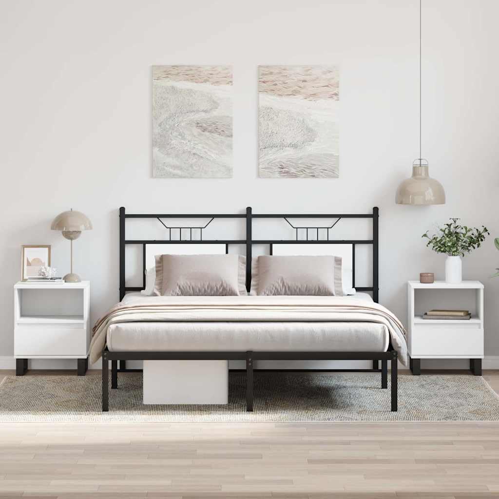 Table de chevet en bois blanche avec grand espace de rangement