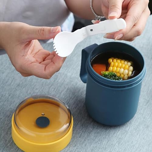 Miniatura 6 de Angoily 2 recipientes plegables de oficina  Cuchara, hombres en avena Bento Go reutilizable, comida tarro de almacenamiento oz para mujeres, fideos