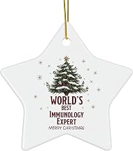 World's Best Immunology Expert Ornament - Appreciation Gifts for Immunologist Staff Employee Allergy Specialist Manager - Merry Christmas Tree, Party Decor - Star Shaped, Ceramic