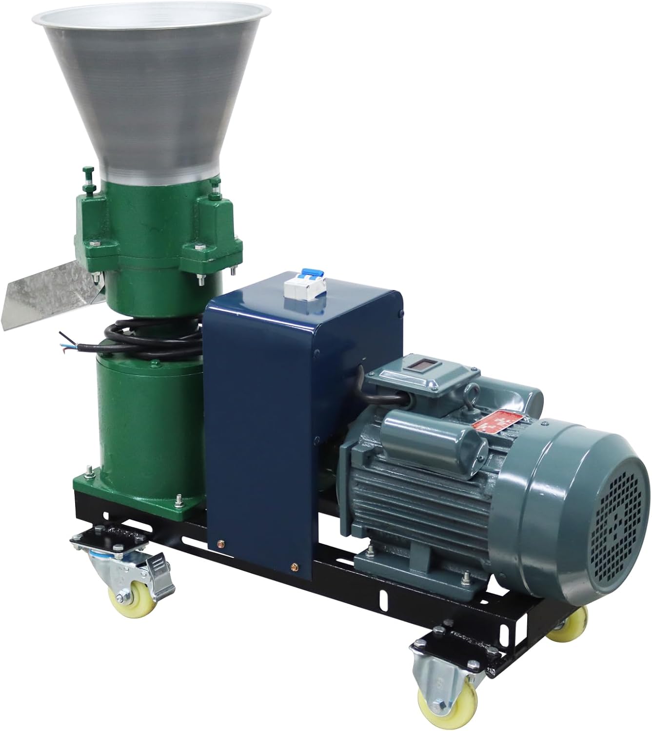 INTSUPERMAI 10MM Animal Feed Pellet Mill Machine with 3 Head Rollers Round Inlet Animal Food Maker Feed Granulator Machine Pellet Mill Machine for Fish Chicken Duck Rabbit 220V 4.5KW 120-150KG/H